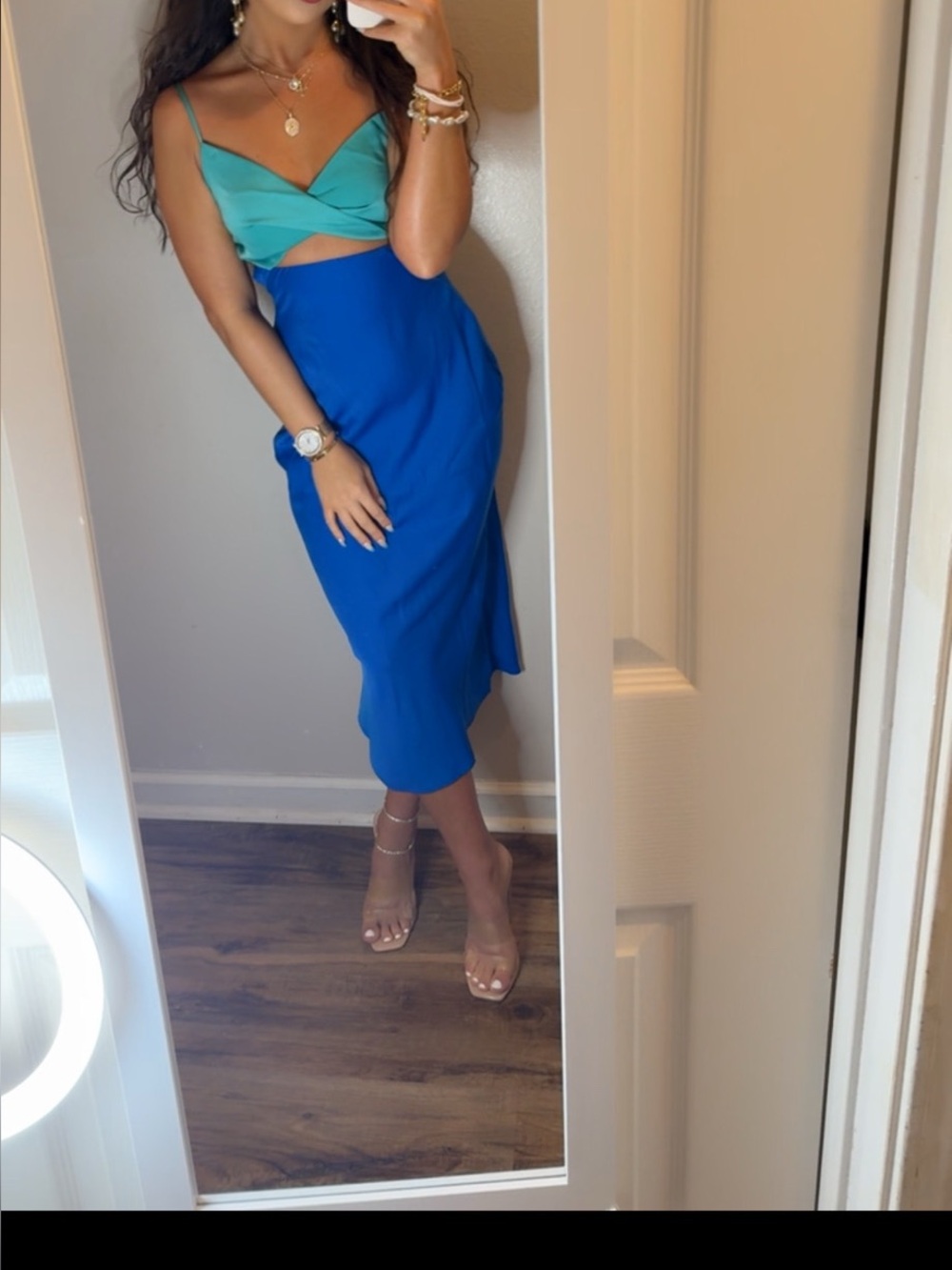 Blue and Teal Midi Dress